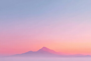 photorealistic depiction of ultraminimalist sky at sunset featuring silhouette of majestic mountain