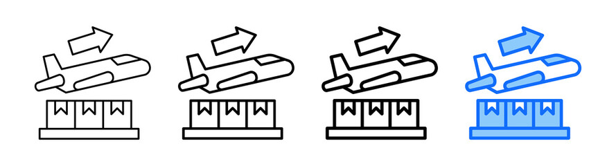 Air Freight Icon In Different Styles Set Collection