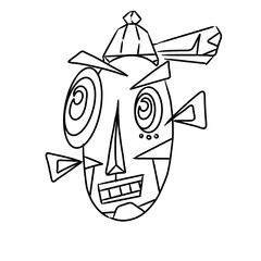 Image of a face with a distortion style like a robot shape