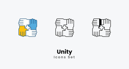 Unity Icons thin line and glyph vector icon stock illustration