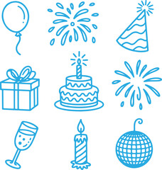 Celebratory Icon Collection Party Balloons, Gifts, and Festive Decorations for Events