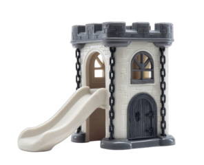 Small plastic castle playhouse with slide
