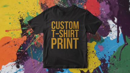 Black t shirt custom print graphic