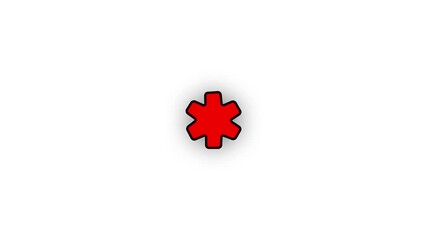 Medical asterisk red line animation. Ems service animated icon. Scaling symbol, emblem. Treatment, healthcare. alpha video. Motion graphics - Powered by Adobe