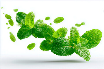 green mint leaves