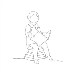girl reading a book.  illustrations of girl reading