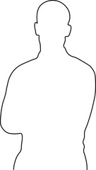 Confident silhouette of a man with arms crossed, a symbol of strength, power, and determination for business, marketing, and design projects