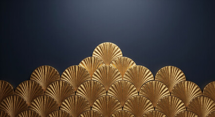  Gilded Age Scalloped Arch Mural with Gold Leaf Texture for a Glamorous Event Backdrop
