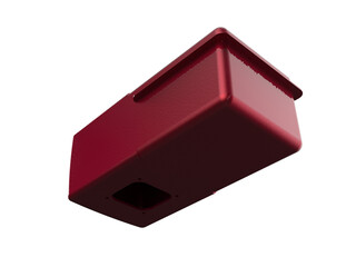 Red Diesel Engine Part: Isolated High-Res Automotive Component. Chrome Fuel Cap, White Fluid...