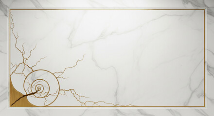 Organic Opulence White Marble and Gold Kintsugi Relief for Luxury Brand Backgrounds
