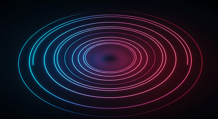 concentric abstract neon circles glowing