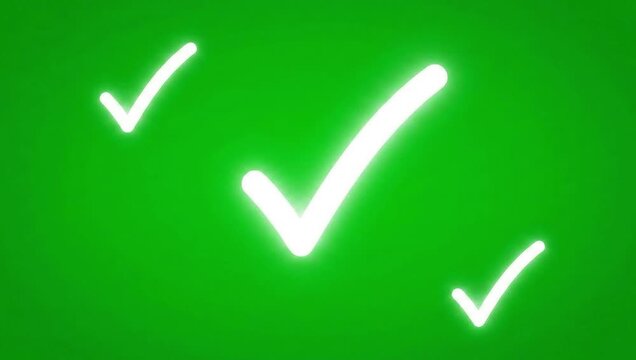Animated check marks appearing on green background