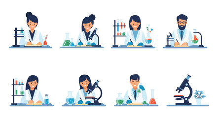 Fototapeta premium Scientists conducting research in a laboratory setting, meticulously documenting experiments and observations.