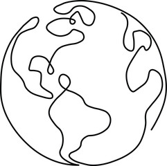 Go green with this single line drawing of planet Earth, a simple yet powerful visual for environmental awareness, sustainability initiatives, and global conservation efforts