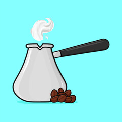 Coffee pot with coffee beans