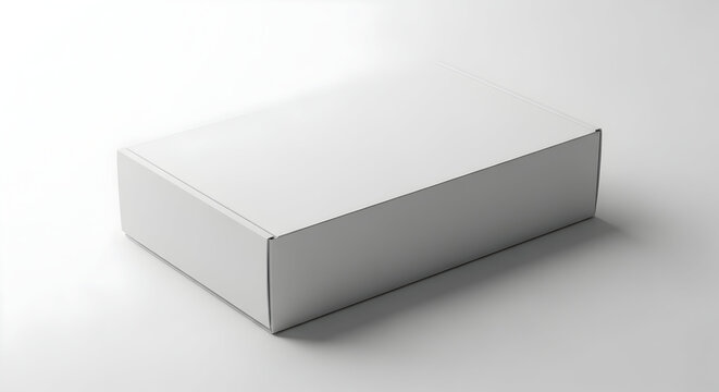 Blank white cardboard box packaging mockup template product presentation isolated on white background studio shot