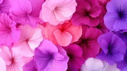   A close-up view of pink and purple petunia petals