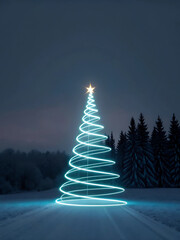 christmas tree with snow