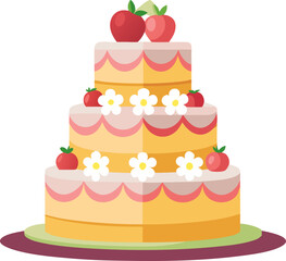 Wedding cake at the wedding of the newlyweds  white background 