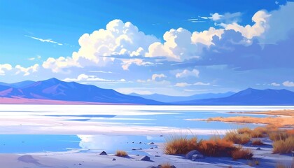 Obraz premium A serene, digital landscape