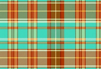 Calming teal, peach & brown plaid Sophisticated yet cozy textile design, fabric, illustration