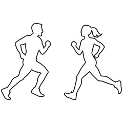 Sitting, walking, running people vector silhouette