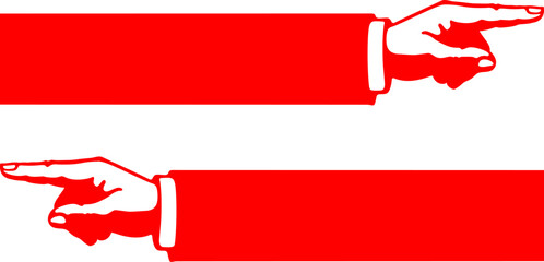 Pointing hands graphic element red and white