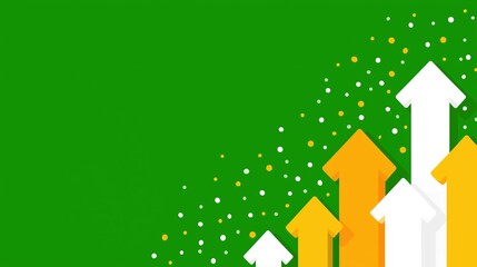 Upward direction arrows and color dots banner image. Economy growth effective strategy background photo copy space. Business development plan promotional concept photography