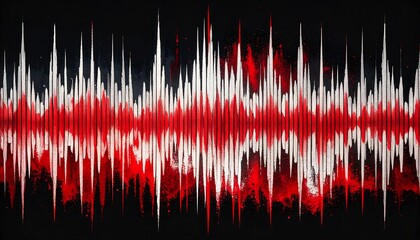 Abstract sound wave graphic with red and white streaks