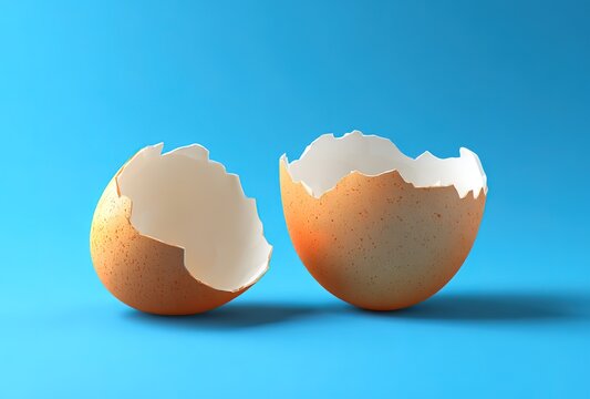 3D render of two empty eggshells on a blue background, vector illustration - Powered by Adobe