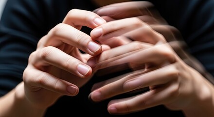 Tension and anxiety visualized through blurred hands in motion