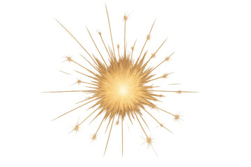 Golden light explosion effect with transparent background