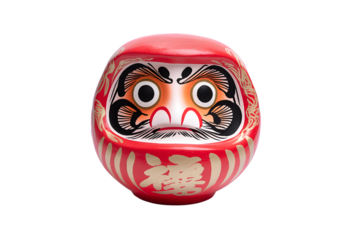Daruma doll, a symbol of perseverance and good fortune  isolated on white background