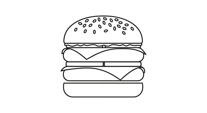 Simple Outline of a Delicious Triple-Decker Burger