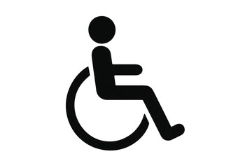 Black wheelchair symbol access icon on transparent background