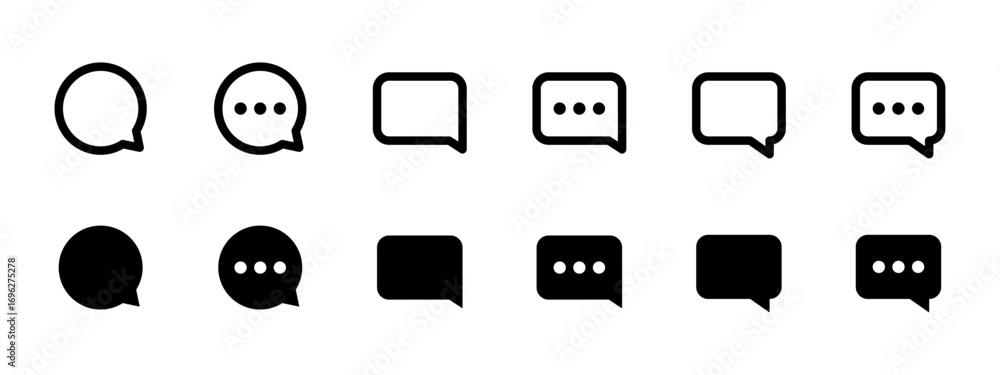 Aufkleber chat icon set. outline and filled speech bubbles sign. messaging and conversation sign for ui, apps,