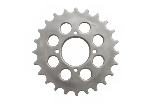 Motorcycle transmission gear rotating on transparent background