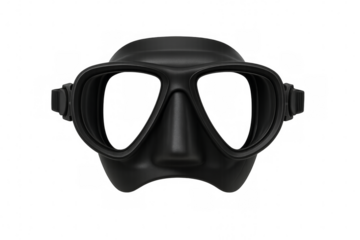 Black diving mask isolated on transparent background: perfect for underwater exploration