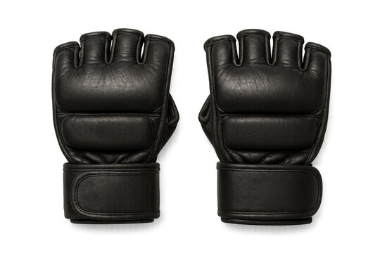 Pair of black mma gloves isolated on transparent background