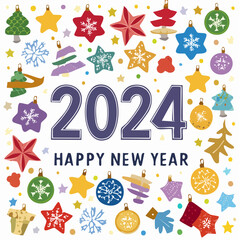2024 new year lettering text on white background. Vector illustration.