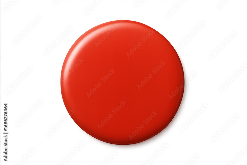 Poster glossy red button badge mockup on transparent background