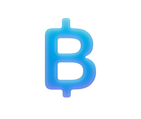 Modern 3D rendered Thai Baht currency symbol in vibrant blue and purple. 3d illustration