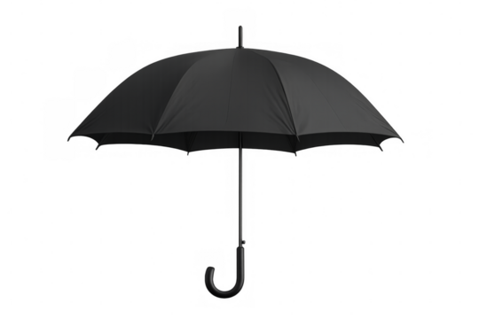Classic black umbrella open on transparent background - Powered by Adobe