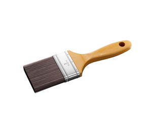New professional paint brush with wooden handle and synthetic bristles on