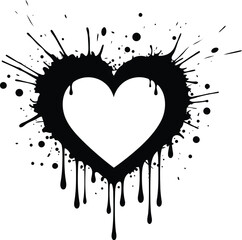 Express your love with a bold black heart splash design, perfect for Valentine's Day cards, romantic projects, or creative branding.