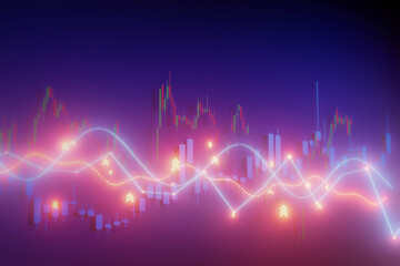 Fototapeta premium A colorful line graph with arrows and numbers