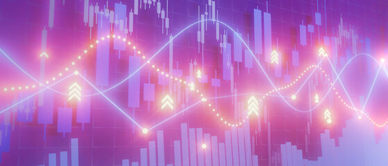 A purple background with a lot of lines and arrows