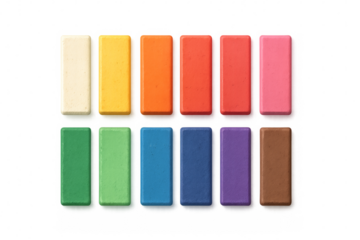 Colorful clay bars forming a gradient on transparent background