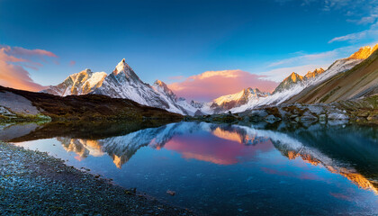 Iridescent Mountain Landscape Reflection