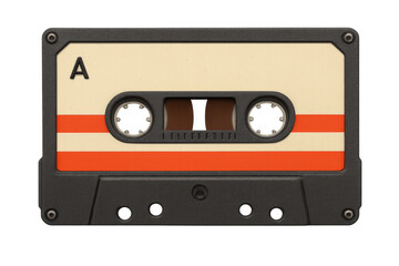 Vintage audio cassette tape isolated on transparent background